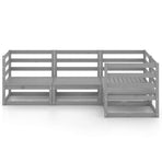 4 Piece Garden Lounge Set Grey Solid Wood Pine