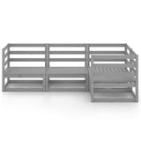 4 Piece Garden Lounge Set Grey Solid Wood Pine - Side View