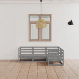 4 Piece Garden Lounge Set Grey Solid Wood Pine