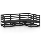 4 Piece Garden Lounge Set Black Solid Pinewood