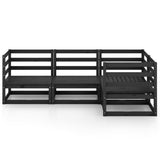 4 Piece Garden Lounge Set Black Solid Pinewood
