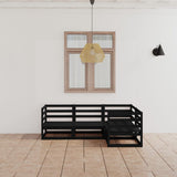 4 Piece Garden Lounge Set Black Solid Pinewood
