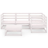 5 Piece Garden Lounge Set White Solid Pinewood - Side View