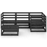 5 Piece Garden Lounge Set Black Solid Pinewood