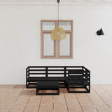5 Piece Garden Lounge Set Black Solid Pinewood