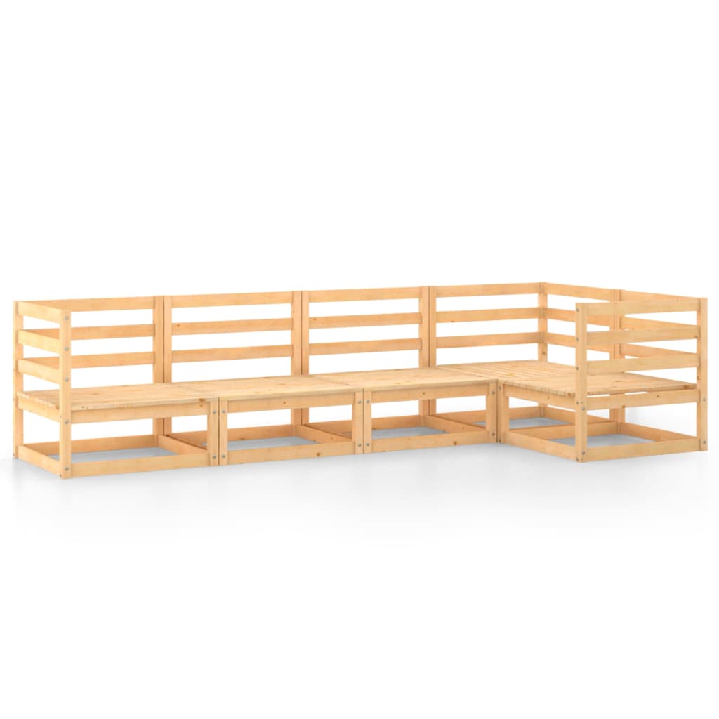 5 Piece Garden Lounge Set Solid Pinewood