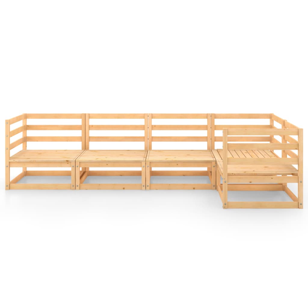 5 Piece Garden Lounge Set Solid Pinewood