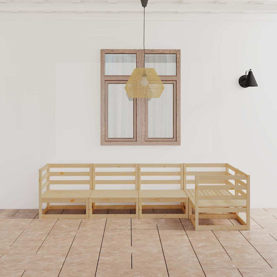 5 Piece Garden Lounge Set Solid Wood Pine
