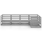 5 Piece Garden Lounge Set Grey Solid Wood Pine - Side View