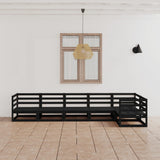 6 Piece Garden Lounge Set Black Solid Pinewood
