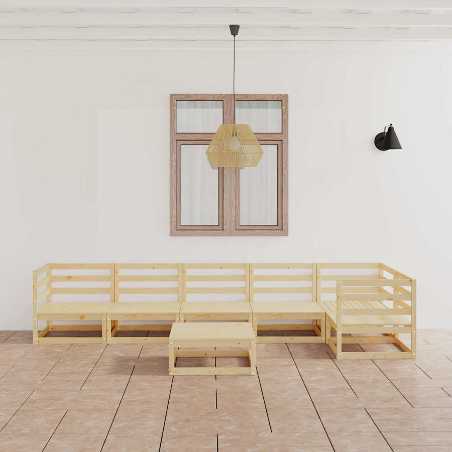 7 Piece Garden Lounge Set Solid Wood Pine