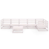 7 Piece Garden Lounge Set White Solid Pinewood - Side View