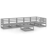 7 Piece Garden Lounge Set Grey Solid Wood Pine