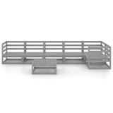 7 Piece Garden Lounge Set Grey Solid Wood Pine
