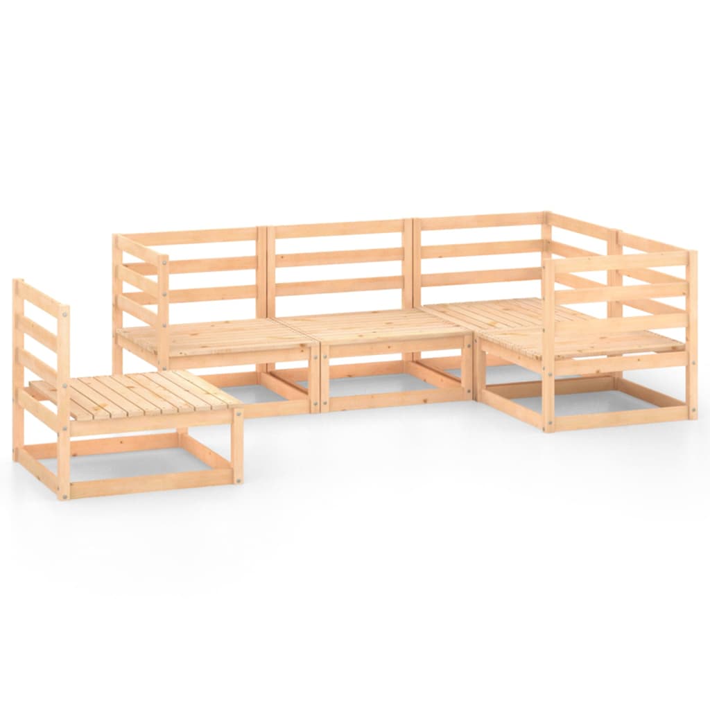 5 Piece Garden Lounge Set Solid Pinewood