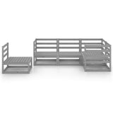 5 Piece Garden Lounge Set Grey Solid Pinewood - Side View