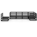 6 Piece Garden Lounge Set Black Solid Wood Pine