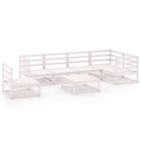 7 Piece Garden Lounge Set White Solid Pinewood - Front View