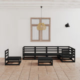 7 Piece Garden Lounge Set Black Solid Pinewood