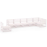7 Piece Garden Lounge Set White Solid Pinewood - Front View