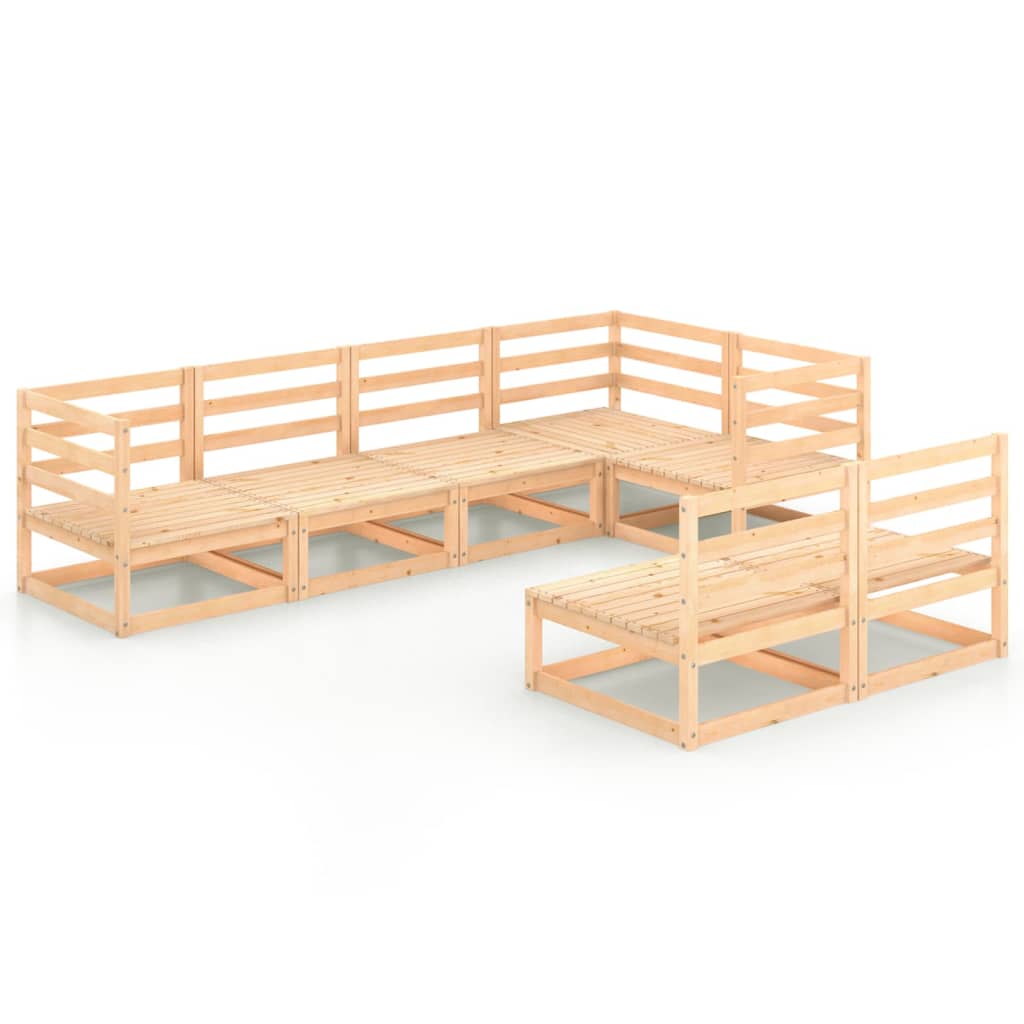 7 Piece Garden Lounge Set Solid Pinewood