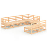 7 Piece Garden Lounge Set Solid Pinewood - Front View
