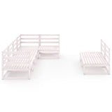 7 Piece Garden Lounge Set White Solid Pinewood - Side View
