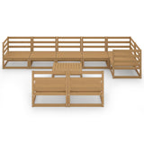 9 Piece Garden Lounge Set Honey Brown Solid Pinewood - Side View