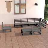8 Piece Garden Lounge Set Grey Solid Wood Pine