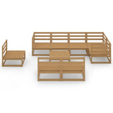 9 Piece Garden Lounge Set Honey Brown Solid Pinewood - Side View
