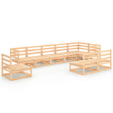 9 Piece Garden Lounge Set Solid Pinewood - Front View