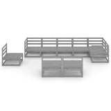 9 Piece Garden Lounge Set Grey Solid Pinewood - Side View