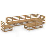 9 Piece Garden Lounge Set Honey Brown Solid Wood Pine