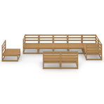 9 Piece Garden Lounge Set Honey Brown Solid Wood Pine