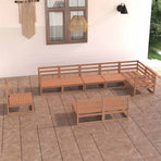 9 Piece Garden Lounge Set Honey Brown Solid Wood Pine