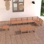 9 Piece Garden Lounge Set Honey Brown Solid Wood Pine