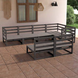 7 Piece Garden Lounge Set Grey Solid Wood Pine