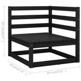 8 Piece Garden Lounge Set Black Solid Pinewood - Extra Image