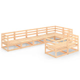 8 Piece Garden Lounge Set Solid Pinewood - Front View