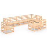 9 Piece Garden Lounge Set Solid Pinewood - Front View