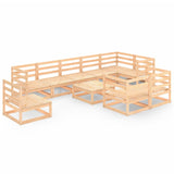 10 Piece Garden Lounge Set Solid Pinewood - Front View