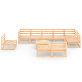 10 Piece Garden Lounge Set Solid Pinewood - Side View