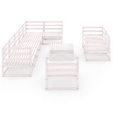 10 Piece Garden Lounge Set White Solid Pinewood - Side View