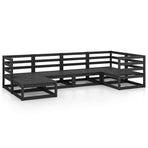 6 Piece Garden Lounge Set Black Solid Wood Pine
