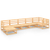 7 Piece Garden Lounge Set Solid Pinewood - Front View