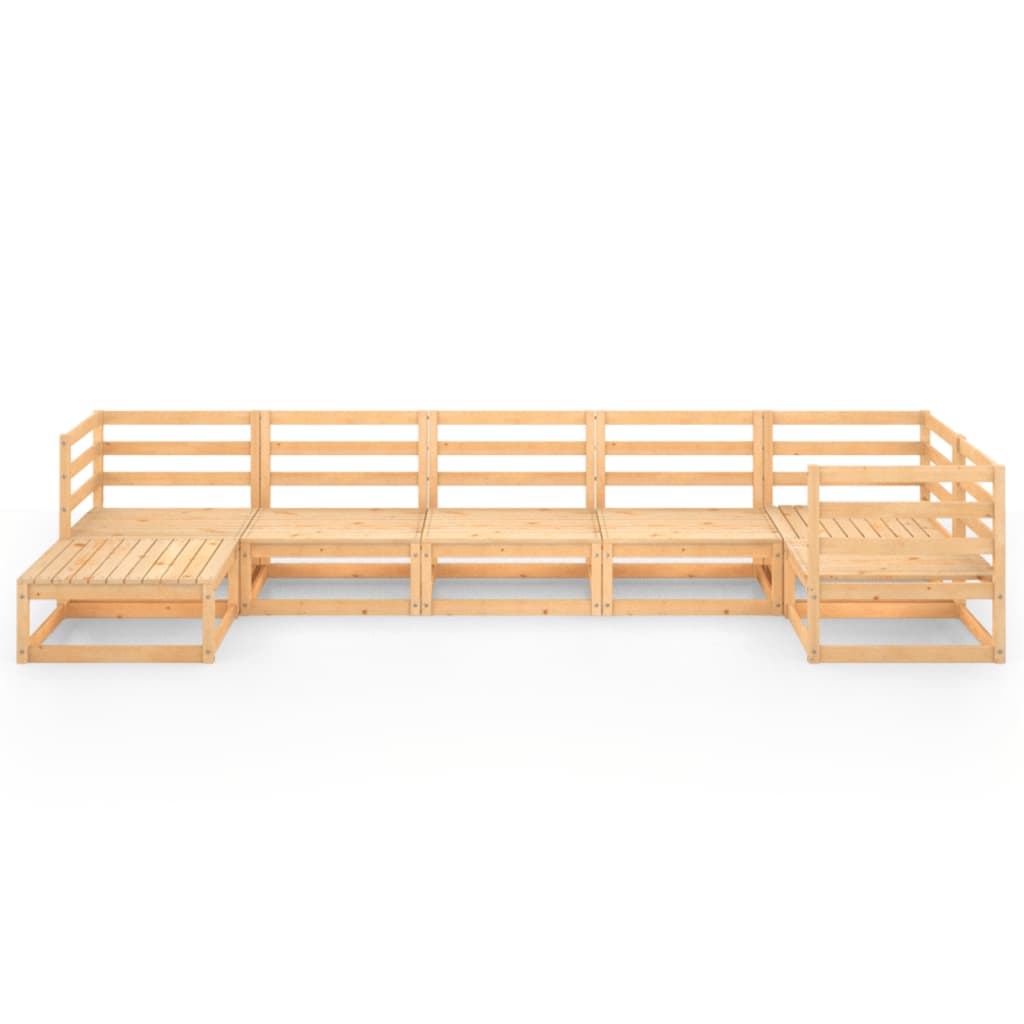 7 Piece Garden Lounge Set Solid Pinewood