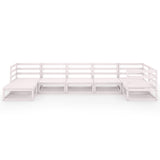 7 Piece Garden Lounge Set White Solid Pinewood - Side View