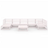 8 Piece Garden Lounge Set White Solid Pinewood - Side View