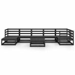 8 Piece Garden Lounge Set Black Solid Wood Pine