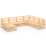7 Piece Garden Lounge Set Solid Pinewood - Front View